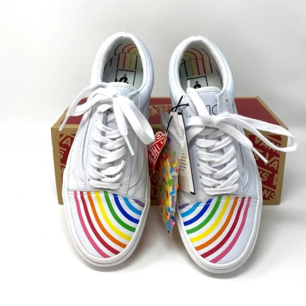 💖MEGA SALE💖VANS Old Skool Flour Shop Rainbow White Men s 9 11.5 VN0A4U3B2N7